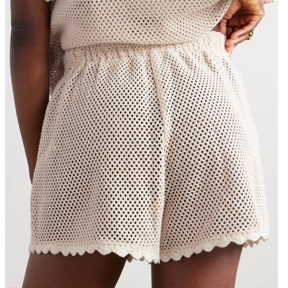 Sea New York Sally appliquéd Crocheted Shirt Coverup & Short Two Piece Tan Cream - Picture 9 of 16